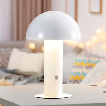 Boletus 10.75" Contemporary Bohemian Rechargeable/Cordless Iron Integrated LED Mushroom Table Lamp - JONATHAN Y